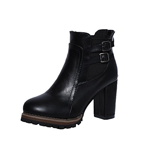 Logobeing Botas Mujer Invierno Botines Mujer Zapatos de Mujer Zapatos de Tacón Alto Botines de Plataforma Tacon Antideslizantes Zapatos (37, Negro)