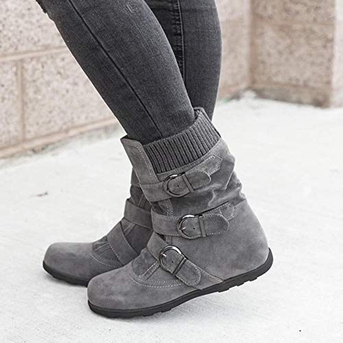 Logobeing Tacones Mujer Plataforma Zapatos Botines de Tacon Mujer Invierno Cómodo Moda 2018 Botas Altos Cuña Zapatos de Tacón Mujer-07143(38,Gris)