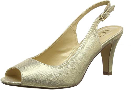 Lotus Larissa Zapatos de tacón con punta abierta Mujer, Dorado (Gold Yy), 38 EU