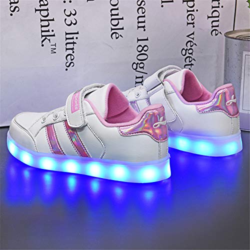 Lovelysi Unisex Zapatos Zapatillas de LED 7 Colors USB Carga Luz Luminosas Flash Deporte para Deportivas para Navidad Fiesta de Regalo Niños Niñas
