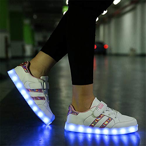 Lovelysi Unisex Zapatos Zapatillas de LED 7 Colors USB Carga Luz Luminosas Flash Deporte para Deportivas para Navidad Fiesta de Regalo Niños Niñas