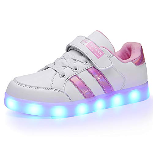Lovelysi Unisex Zapatos Zapatillas de LED 7 Colors USB Carga Luz Luminosas Flash Deporte para Deportivas para Navidad Fiesta de Regalo Niños Niñas