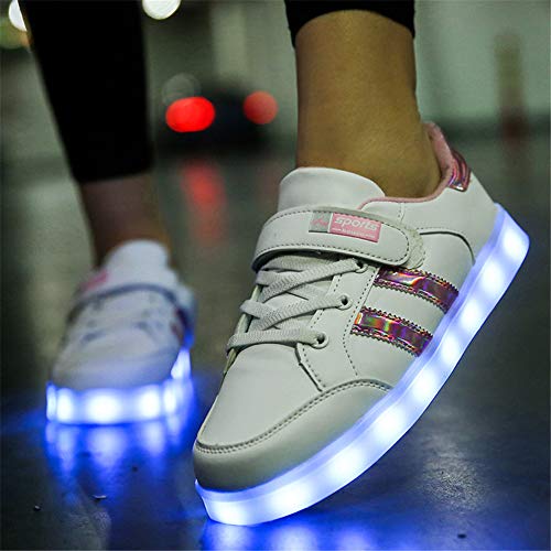 Lovelysi Unisex Zapatos Zapatillas de LED 7 Colors USB Carga Luz Luminosas Flash Deporte para Deportivas para Navidad Fiesta de Regalo Niños Niñas