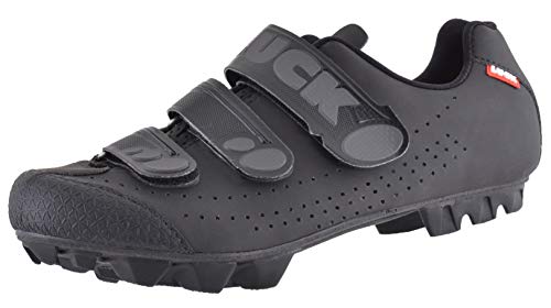 LUCK Matrix Revolution. Zapatillas Ciclismo MTB. Hombre, Mujer. Suela de Carbono Rígida y Ligera. Triple Velcro para un Ajuste Zapatos Ciclismo montaña Negro (38 EU, Negro)