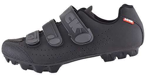 LUCK Matrix Revolution. Zapatillas Ciclismo MTB. Hombre, Mujer. Suela de Carbono Rígida y Ligera. Triple Velcro para un Ajuste Zapatos Ciclismo montaña Negro (38 EU, Negro)
