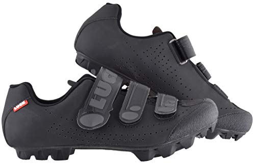 LUCK Matrix Revolution. Zapatillas Ciclismo MTB. Hombre, Mujer. Suela de Carbono Rígida y Ligera. Triple Velcro para un Ajuste Zapatos Ciclismo montaña Negro (41 EU, Negro)