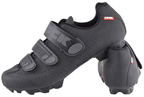 LUCK Matrix Revolution. Zapatillas Ciclismo MTB. Hombre, Mujer. Suela de Carbono Rígida y Ligera. Triple Velcro para un Ajuste Zapatos Ciclismo montaña Negro (44 EU, Negro)