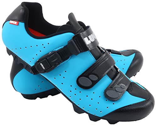 LUCK Zapatillas de Ciclismo MTB ODÍN con Suela de Carbono y Cierre milimétrico de precisión. (37 EU, Azul)