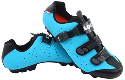 LUCK Zapatillas de Ciclismo MTB ODÍN con Suela de Carbono y Cierre milimétrico de precisión. (37 EU, Azul)