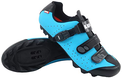 LUCK Zapatillas de Ciclismo MTB ODÍN con Suela de Carbono y Cierre milimétrico de precisión. (37 EU, Azul)
