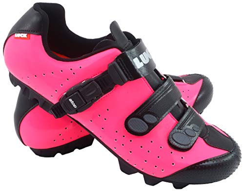 LUCK Zapatillas de Ciclismo MTB ODÍN con Suela de Carbono y Cierre milimétrico de precisión. (38 EU, Fucsia)