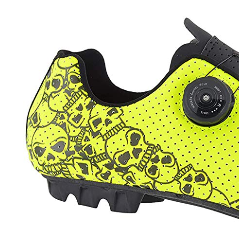 LUCK Zapatillas MTB Galaxy Calaveras. Zapatos Ciclismo Montaña para Hombre y Mujer. Suela de Carbono. Doble Cierre Rotativo ATOP. Calzado Bicicleta MTB (45 EU Ancho)