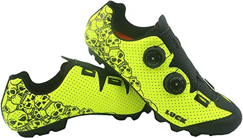 LUCK Zapatillas MTB Galaxy Calaveras. Zapatos Ciclismo Montaña para Hombre y Mujer. Suela de Carbono. Doble Cierre Rotativo ATOP. Calzado Bicicleta MTB (45 EU Ancho)