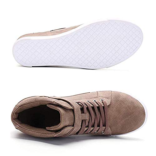 Luckycat Botas de Mujer Zapatillas Deportivas De Mujer Cuña PU Piel Altas Plataforma 7 CM Tacon Sneakers Planos Zapatos Mocasines Comodas