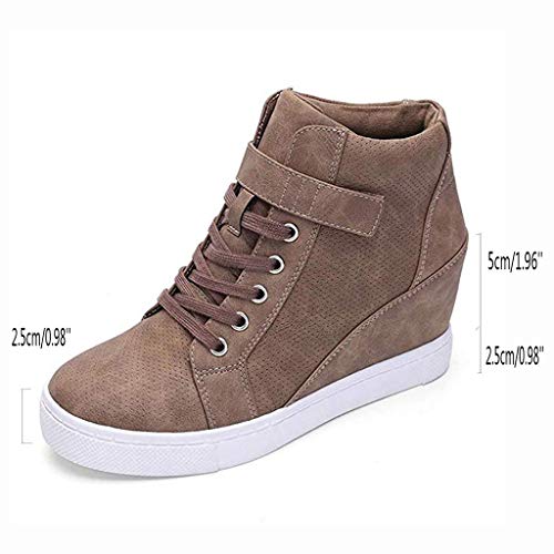 Luckycat Botas de Mujer Zapatillas Deportivas De Mujer Cuña PU Piel Altas Plataforma 7 CM Tacon Sneakers Planos Zapatos Mocasines Comodas