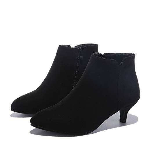 Luckycat Botines Militares Tacón Ancho Medio para Mujer Invierno Primavera 2019 Botines Mujer Tacon Medio Invierno Planos Tacon Ancho Piel Botas Botita Moda 4cm Casual Planas Zapatos Calzado 35-43