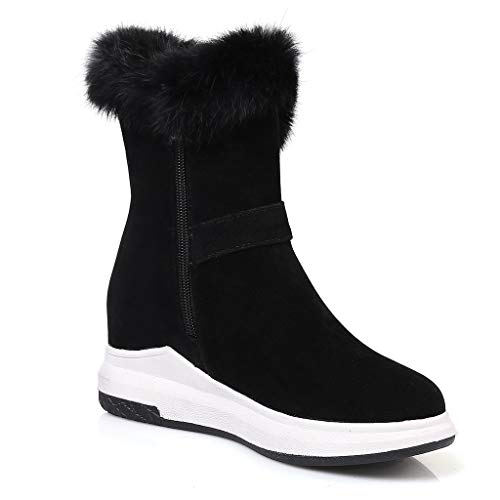 Luckycat Invierno Calentar Al Aire Libre Flat para Caminar Zapatos Mujeres Button Totalmente Alineada Botas Piel Impermeable de la Nieve del Invierno
