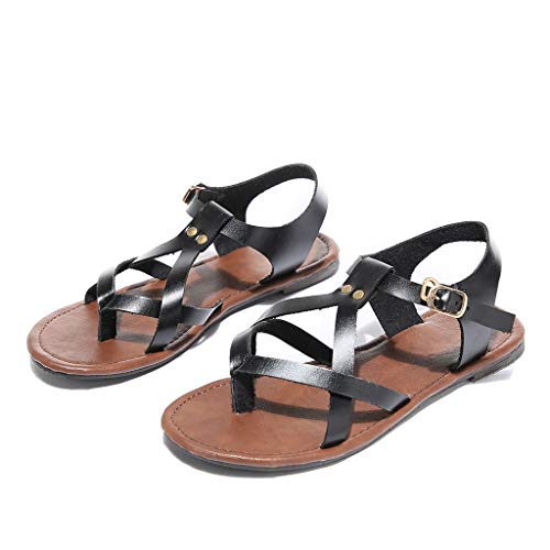 Luckycat Sandalias Mujer Verano 2019 Sandalias Romanas Boca de Pescado Mujer Sandalias Cuña Planas Verano Playa Tobillo Correa Sandalias de Fiesta Casuales Zapatos de Playa Baratas