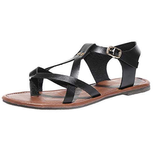 Luckycat Sandalias Mujer Verano 2019 Sandalias Romanas Boca de Pescado Mujer Sandalias Cuña Planas Verano Playa Tobillo Correa Sandalias de Fiesta Casuales Zapatos de Playa Baratas