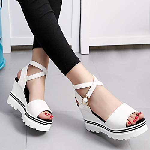 Luckycat Sandalias Mujer Verano 2020 Sandalias Mujer Cuña, Verano Plataforma Punta Cerradas Bohemias Zapatos De Tacón Alto Alpargatas De Playa Fiesta