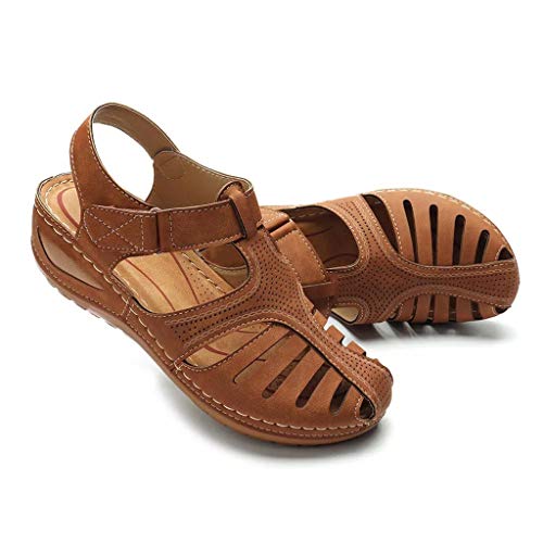 Luckycat Sandalias Punta Cerrada para Mujer Sandalias de Verano de Cuero Sandalias Planas Cómodos Sandalias Mujer de Cuero Planas Cómodos Casual Mocasines Loafers Moda Zapatos Plano Verano Sandalias