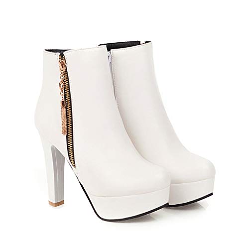 Luckycat Zapatillas Moda Botines Plataforma Sexy Stiletto Mujer Hebilla Dorado Tacón de Aguja Alto 11cm Cremallera Ankle Boots Zapatos Mujer Occidental Tacon De Aguja Cremallera Vestir Botines