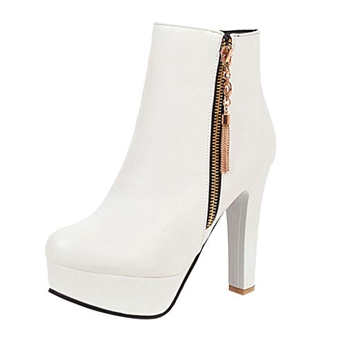 Luckycat Zapatillas Moda Botines Plataforma Sexy Stiletto Mujer Hebilla Dorado Tacón de Aguja Alto 11cm Cremallera Ankle Boots Zapatos Mujer Occidental Tacon De Aguja Cremallera Vestir Botines