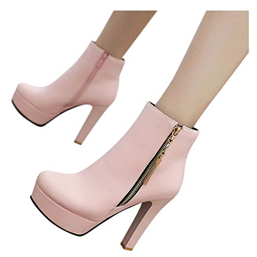 Luckycat Zapatillas Moda Botines Plataforma Sexy Stiletto Mujer Hebilla Dorado Tacón de Aguja Alto 11cm Cremallera Ankle Boots Zapatos Mujer Occidental Tacon De Aguja Cremallera Vestir Botines