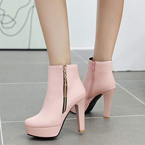 Luckycat Zapatillas Moda Botines Plataforma Sexy Stiletto Mujer Hebilla Dorado Tacón de Aguja Alto 11cm Cremallera Ankle Boots Zapatos Mujer Occidental Tacon De Aguja Cremallera Vestir Botines