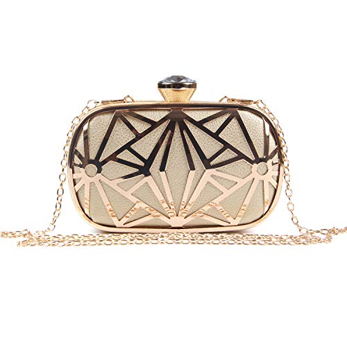 LUI SUI Las Mujeres de Cuero de imitación de Metal Hueco Bolsa de Embrague exquisitos Bolsos de Noche Bolsas de Hombro para la Fiesta de la Boda cóctel