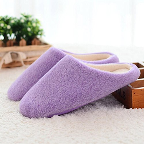 LUOEM Zapatillas de Estar por Casa Mujer Invierno Pantuflas Zapatillas Peluche Algodón Suave Morado