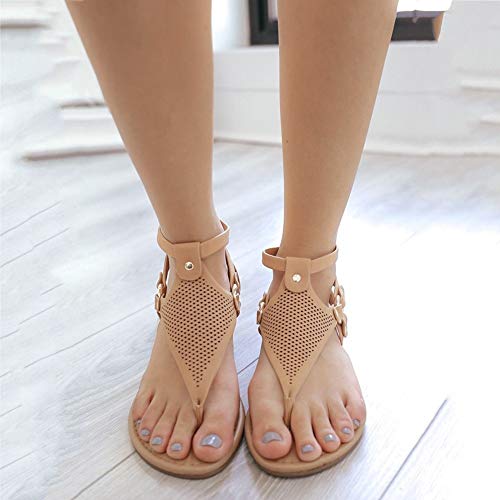 LWWOZL Sandalias Mujer Verano 2020 Planas, Chanclas Moda Punta Abierta Retro Zapatos Cuña Cómodas Zapatillas de Playa CasualesBrown-39