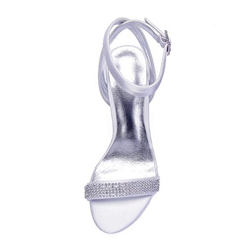 L@YC Mujeres Fiesta De Tacón Alto Casi Allí Hebilla Correa Sandalias Zapatos Número,Plata,41