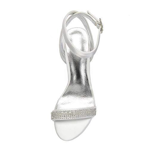 L@YC Mujeres Fiesta De Tacón Alto Casi Allí Hebilla Correa Sandalias Zapatos Número,Plata,41