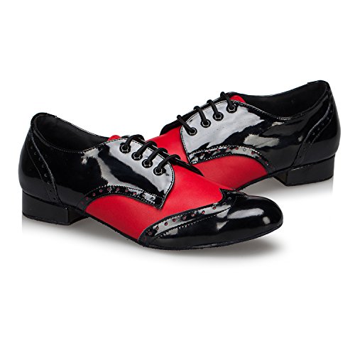 M5 - Zapatos de baile para hombre, modernos, clásicos y latinos, con cordones y puntera cerrada, color Rojo, talla 42 EU