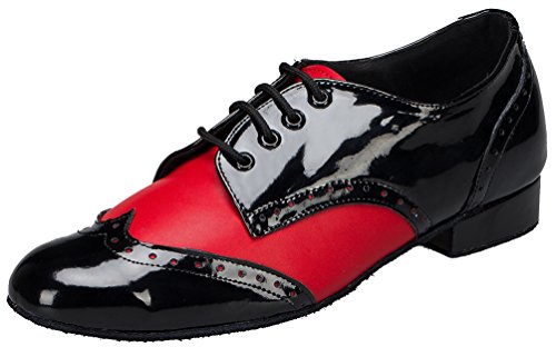 M5 - Zapatos de baile para hombre, modernos, clásicos y latinos, con cordones y puntera cerrada, color Rojo, talla 42 EU