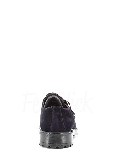 Made in Italy - Zapatos de Piel con Doble Hebilla - Azul Azul Size: 45 EU