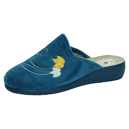 MADE IN SPAIN 6501 Chinelas con CUÑA Mujer Zapatillas CASA Tejano 38