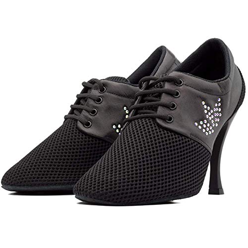 Manuel Reina - Zapatos de Baile Latino Mujer Salsa Desirée Sport Black - Bailar Bachata, kizomba - Daniel y Desirée (37 EU, Tacón: 7.5)