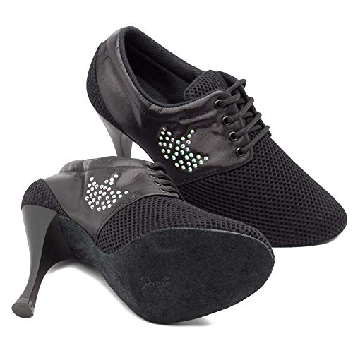 Manuel Reina - Zapatos de Baile Latino Mujer Salsa Desirée Sport Black - Bailar Bachata, kizomba - Daniel y Desirée (37 EU, Tacón: 7.5)