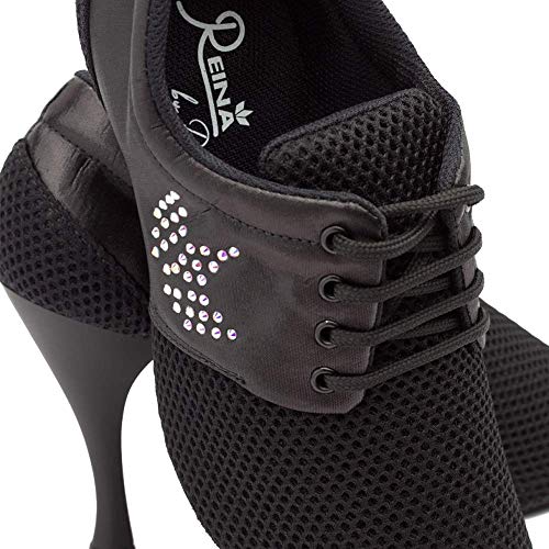 Manuel Reina - Zapatos de Baile Latino Mujer Salsa Desirée Sport Black - Bailar Bachata, kizomba - Daniel y Desirée (37 EU, Tacón: 7.5)