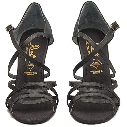 Manuel Reina - Zapatos de Baile Latino Mujer Salsa Flex 2 Black - Bailar Bachata, Salsa, Kizomba (37 EU, Tacón: 7.5)