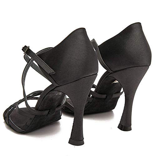 Manuel Reina - Zapatos de Baile Latino Mujer Salsa Flex 2 Black - Bailar Bachata, Salsa, Kizomba (37 EU, Tacón: 7.5)