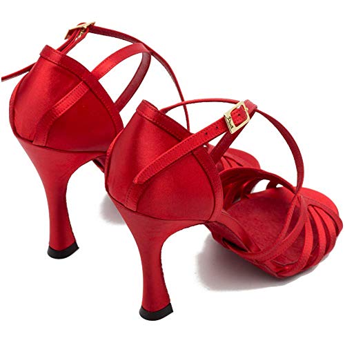 Manuel Reina - Zapatos de Baile Latino Mujer Salsa Flex 8 Red - Bailar Bachata, kizomba - Daniel y Desirée (38 EU, Tacón: 9)