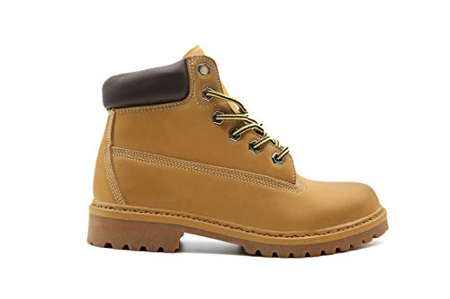 Mapleaf Botas de Nieve Hombre Cálido Botines Planas Invierno Impermeables Zapatos Senderismo Zapatillas Deportes Trekking Confortables Sneakers Amarillio-M8610-42