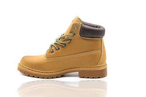 Mapleaf Botas de Nieve Hombre Cálido Botines Planas Invierno Impermeables Zapatos Senderismo Zapatillas Deportes Trekking Confortables Sneakers Amarillio-M8610-42