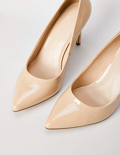 Marca Amazon - find. High Heel Point Court Zapatos de tacón con Punta Cerrada, Beige (Blush (Nude), 39 EU