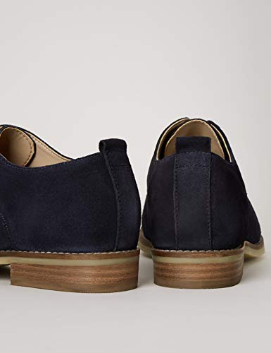 Marca Amazon - FIND Leather Zapatos de Cordones Brogue, Azul (Navy), 41 EU