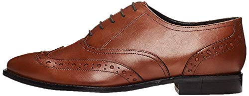 Marca Amazon - find. Smart Zapatos de Cordones Brogue, Marrón Brandy, 39 EU