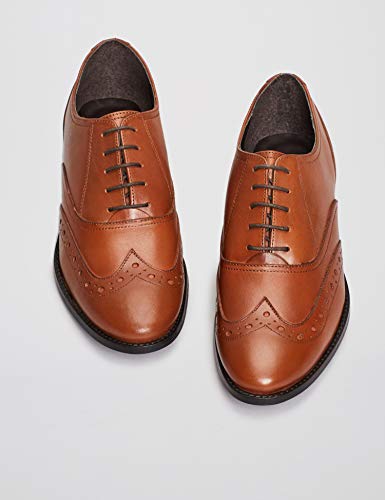 Marca Amazon - find. Smart Zapatos de Cordones Brogue, Marrón Brandy, 39 EU